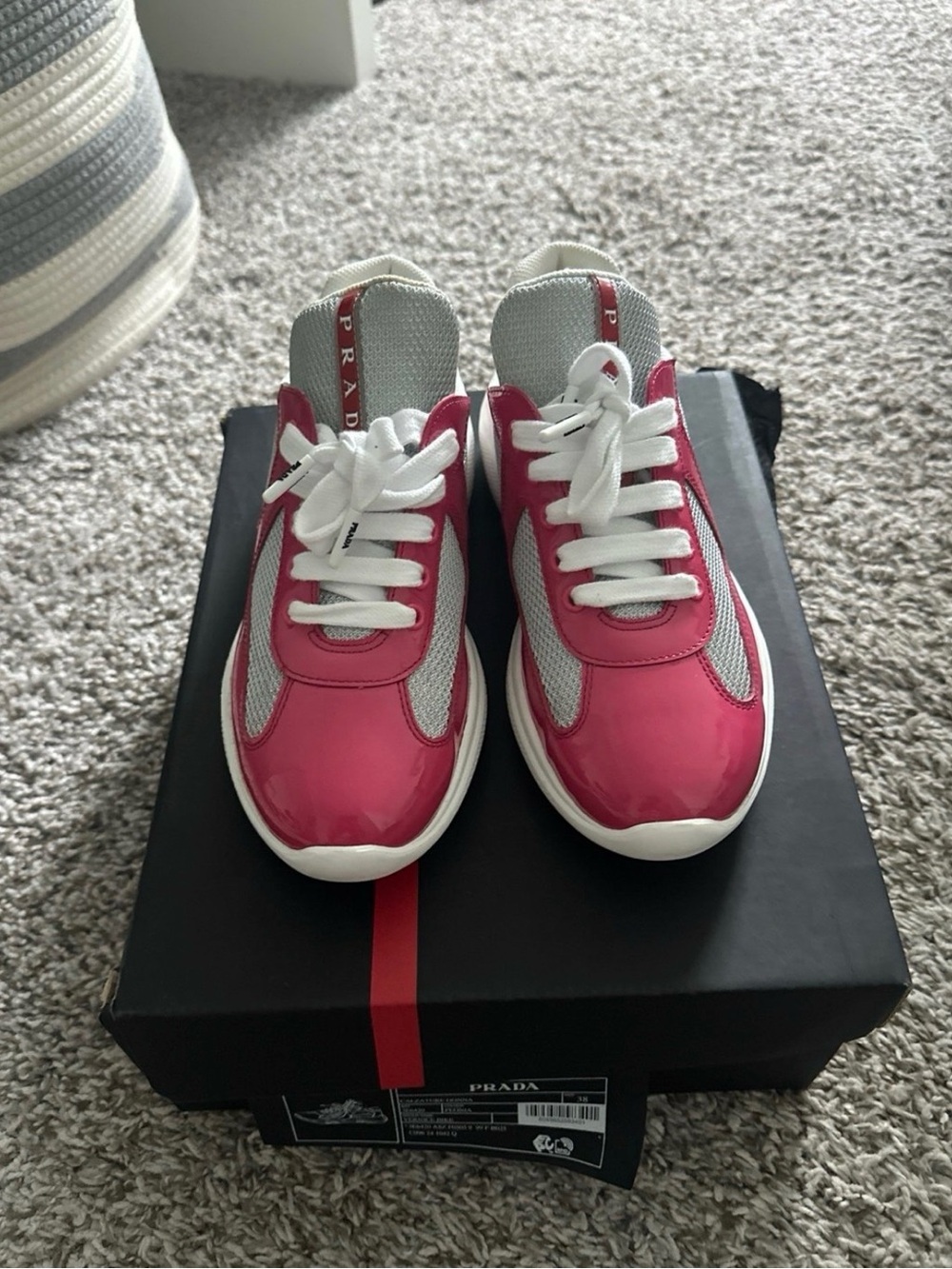 Prada Pink and White Lace-Up Women’s Sneakers